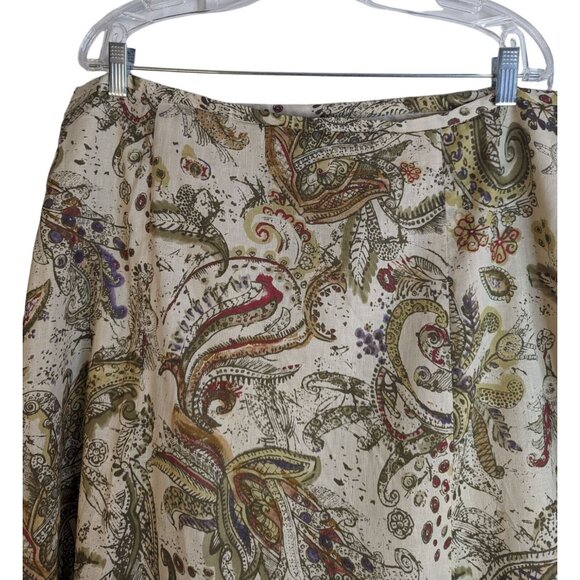 Jones Wear Women's Linen Blend Abstract Paisley Print Retro Look Midi SkirtSz 18 - Picture 3 of 8
